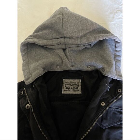 Black & Heather Gray Four-Pocket Military Jacket - Picture 6 of 8